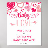 "Baby Liebe" Valentinstag Kinderdusche Willkommen Poster (Vorne)