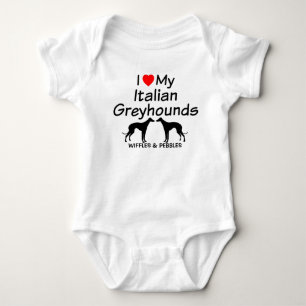 Baby Lieben Zwei italienische Greyhound Hunde Strampler
