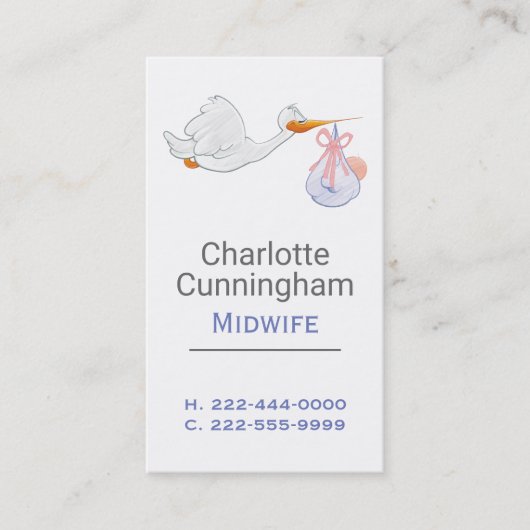 Baby-Lieferungs-themenorientierte Visitenkarte (Vorderseite)