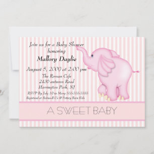 Baby Light Pink Elephant Babydusche Einladung