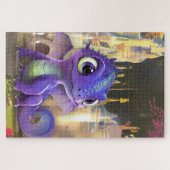 Baby Lila Dragon and Fantasy Mittelalterliche Burg Puzzle (Horizontal)