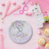 Baby Lila Floral Elefanten Twins Baby Dusche Pappteller (Party)