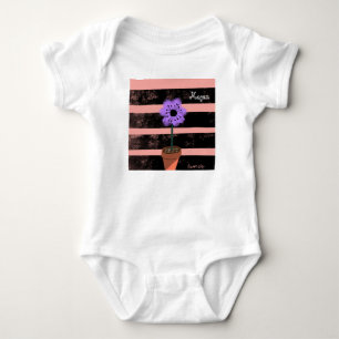 Baby Lila Pflanzen Streifen Sommer Strampler