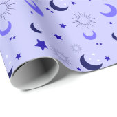 Baby Lila Tones Moon Stars und Sonnen Muster Geschenkpapier (Rolleneckpunkt)