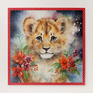 Baby Lion Cub Christmas Grosser Platz Puzzle