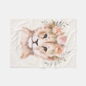 Baby Lion Cub mit Blume Crown Fleecedecke (Vorderseite (Horizontal))