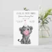 Baby Lion Cub schwarz-weiß Geburtstag Einladung (Stehend Vorderseite)