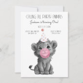 Baby Lion Cub schwarz-weiß Geburtstag Einladung (Vorderseite)