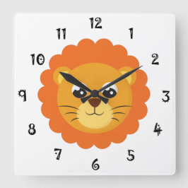 Baby Lion Face Wall Clock Quadratische Wanduhr