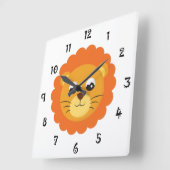 Baby Lion Face Wall Clock Quadratische Wanduhr (Winkel)