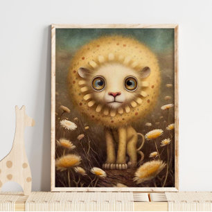 Baby Lion Furry African   Lion Wall Print Poster