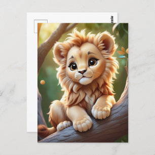 Baby Lion im Dschungel, Postüberquerung Postkarte