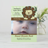 BABY LION King of the Jungle Birth Ankündigung (Stehend Vorderseite)