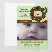 BABY LION King of the Jungle Birth Ankündigung (Vorne/Hinten)