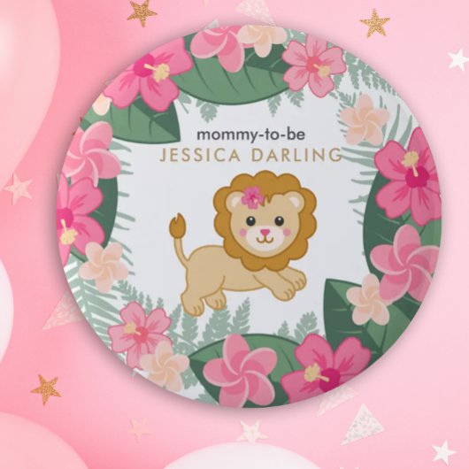 Baby Lion Mommy wird Knopf für Babydusche Button