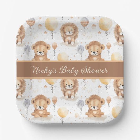 Baby Lion Personalisiert Baby Dusche Pappteller (Vorderseite)