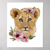 Baby Lion Rose Animal Poster | Wall Print (Vorne)