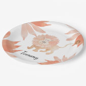 Baby Lion Watercolor Handgemalt Pappteller (Schrägansicht)