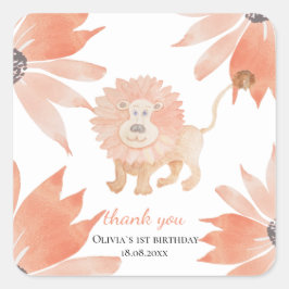Baby Lion Watercolor Handgemalt Quadratischer Aufkleber