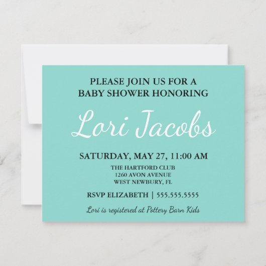 BABY Little Black Dress Baby Dusche Party Einladung (Rückseite)