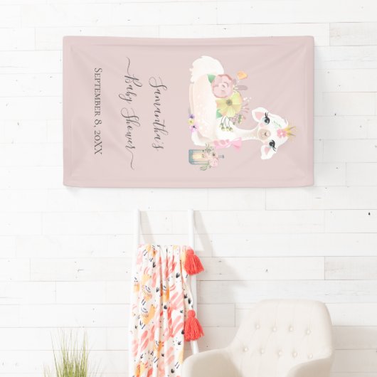 Baby Llama Blume Baby Dusche Banner (Insitu)