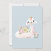 Baby Llama Blume White Blue Baby Dusche Einladung (Rückseite)