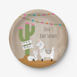 Baby Llama Desert Cactus Baby Shower Pappteller