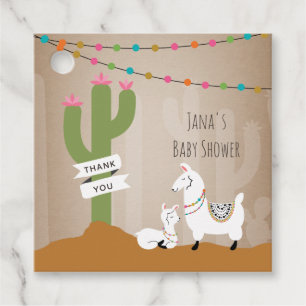 Baby Llama Desert Cactus Girl Baby Shower Geschenkanhänger