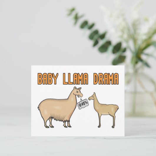 Baby Llama Drama Postkarte (Stehend Vorderseite)