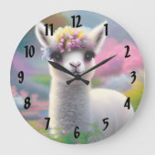 Baby Llama Große Wanduhr (Vorderseite)