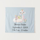 Baby Llama mit Blume White und Blue Baby Boy Wandteppich (Vorderseite (Horizontal))