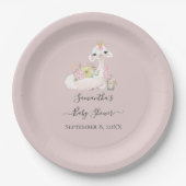 Baby Llama mit weißen und rosa Blume Adorable Pappteller (Vorderseite)
