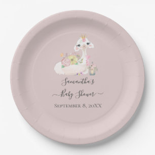Baby Llama mit weißen und rosa Blume Adorable Pappteller