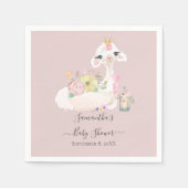 Baby Llama White Pink Blume Babydusche Serviette (Vorderseite)