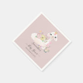 Baby Llama White Pink Blume Babydusche Serviette (Ecke)