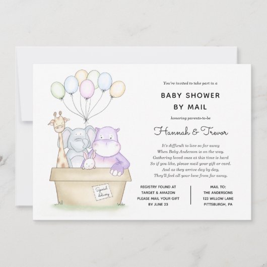 Baby Long Distance Jungle Animals Showroom per Mai Einladung (Vorderseite)