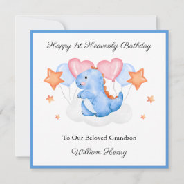 Baby Loss Boy Blue Dinosaur Heavenly Birthday Card