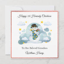 Baby Loss Boy Cloud Snowman Weihnachtskarte