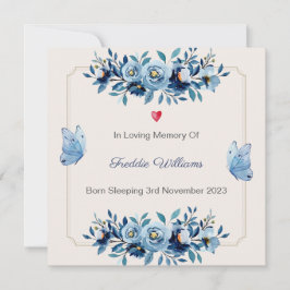 Baby Loss Boy Floral Butterfly Memorial Karte