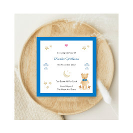 Baby Loss Boy Moon Stars Teddy Memorial Flat Card