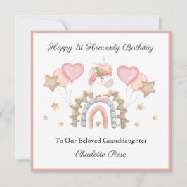 Baby Loss Girl Boho Rainbow Unicorn Birthday Card