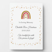 Baby Loss Girl Boy Boho Rainbow Memorial Plaque Fotoplatte (Vorderseite)