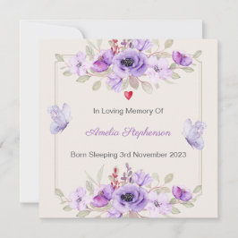Baby Loss Girl Floral Butterfly Memorial Karte