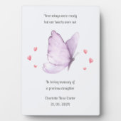 Baby Loss Girl Lila Butterfly Memorial Plaque Fotoplatte (Vorderseite)