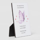 Baby Loss Girl Lila Butterfly Memorial Plaque Fotoplatte (Seite)