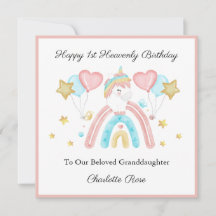 Baby Loss Girl Pink Blue Unicorn Birthday Card