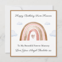 Baby Loss Girl Pink Boho Rainbow Mom Birthday Card