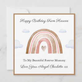 Baby Loss Girl Pink Boho Rainbow Mom Birthday Card