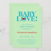 BABY LOVE! Bold Green Blue Baby Shower Invitation Einladung (Vorne/Hinten)