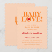 BABY LOVE! Bold Orange Baby Shower Invitation Einladung (Vorne/Hinten)
